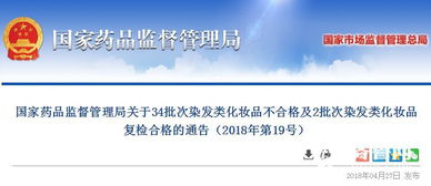 國(guó)家藥監(jiān)局通報(bào) 34批次染發(fā)類化妝品不合格，涉及貿(mào)易代理問(wèn)題